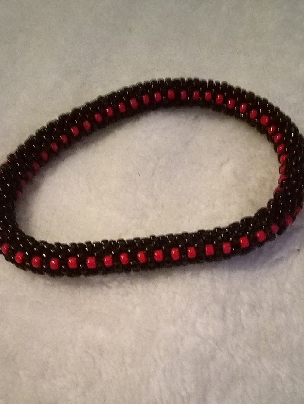 Black and Red Beaded Wrap Bracelet by